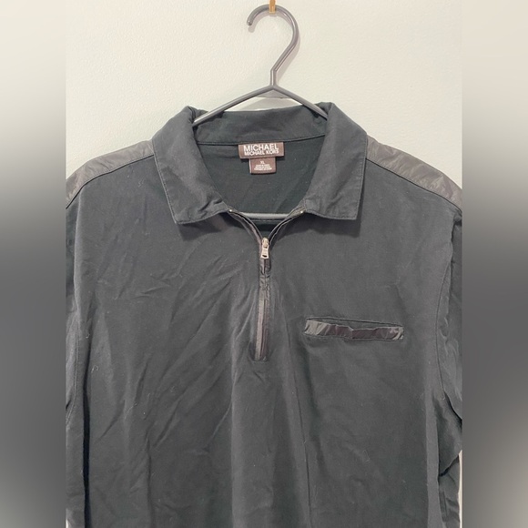 Michael Kors Mens Black 1/4 Zip Nylon Detail Short Sleeve Size XL - Picture 5 of 11